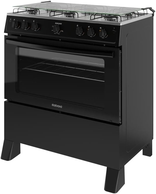 Fogão 6 Bocas com Acendimento Automático e Forno 82L Mesa Inox