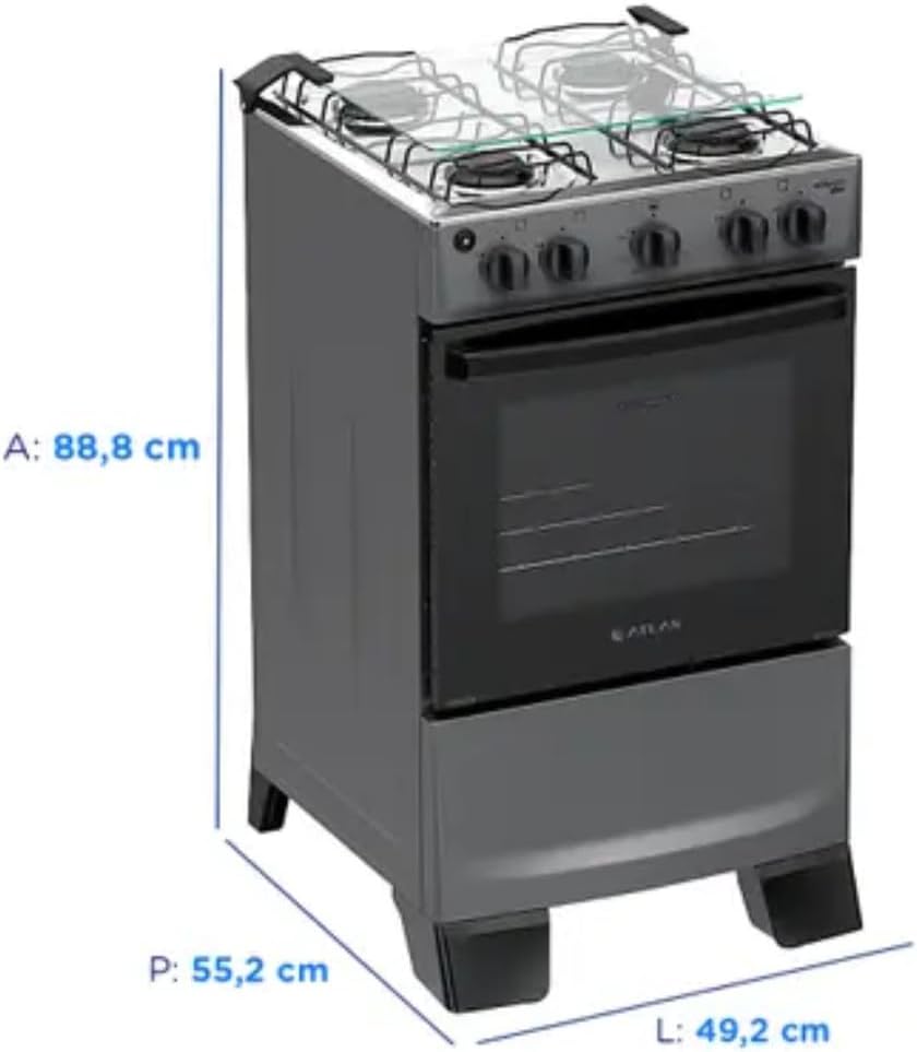 Fogão com Grade Deslizante, Acendimento Automático e Forno Limpa Fácil