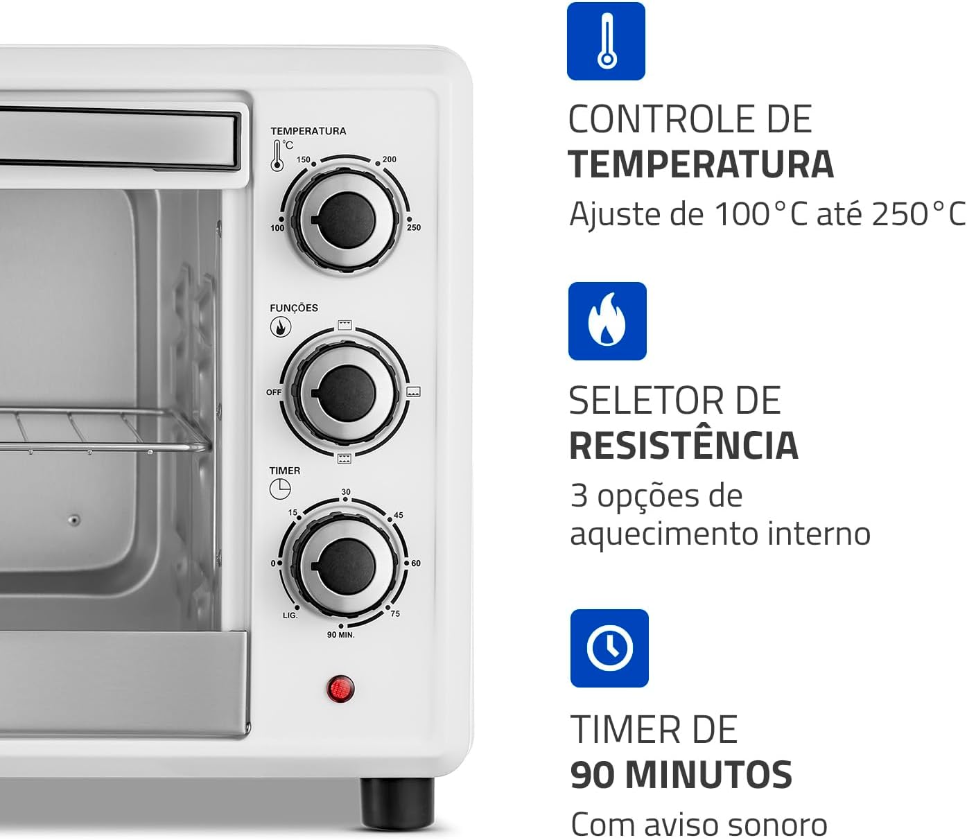 MONDIAL Forno Elétrico 42L Family II, Branco/Inox, 1600W, 220V - FRN-42-W
