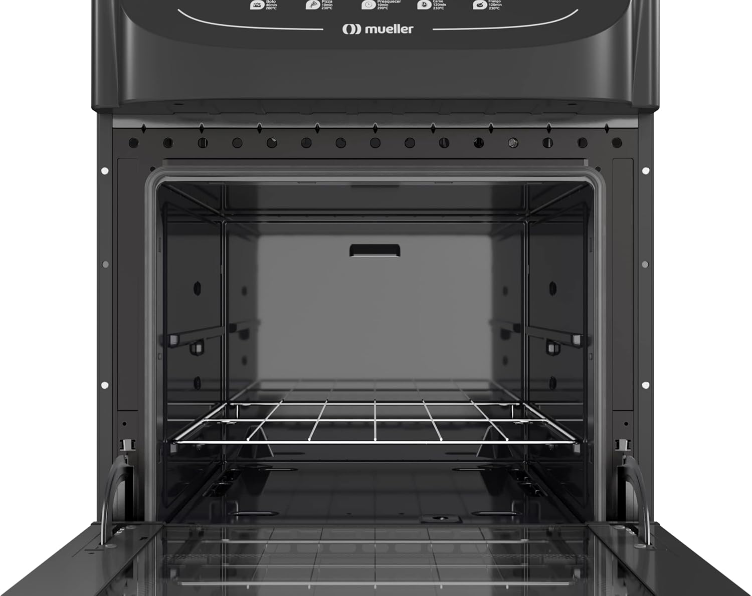 Fogão Mueller preto fosco 4 Bocas com mesa de vidro e acendimento Mfv4bb