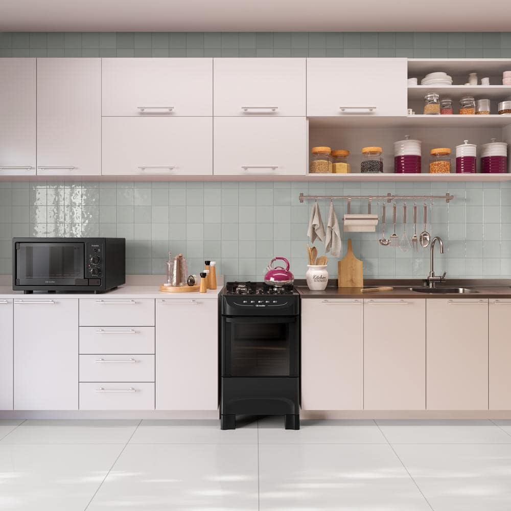 Fogão Mueller preto fosco 4 Bocas com mesa de vidro e acendimento Mfv4bb