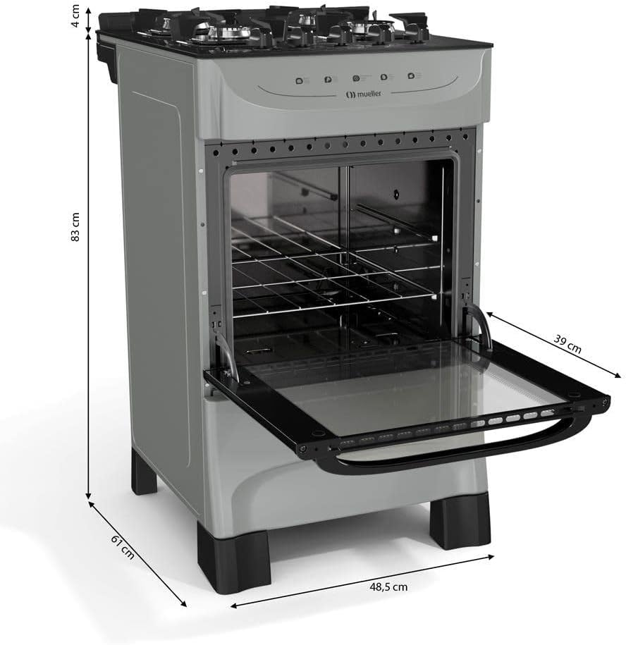 Fogão 5 Bocas Mesa de Vidro Temperado com Ultra Chama 3700W