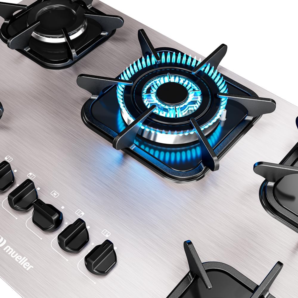 Cooktop Mueller 5 Bocas de Alumínio com Queimador Tripla Chama MCG5BK