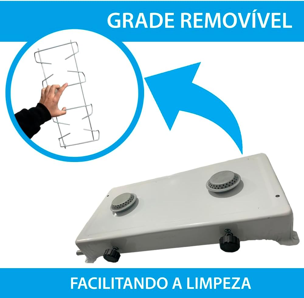 Fogão Portátil Camping Duas Bocas A Gás Branco