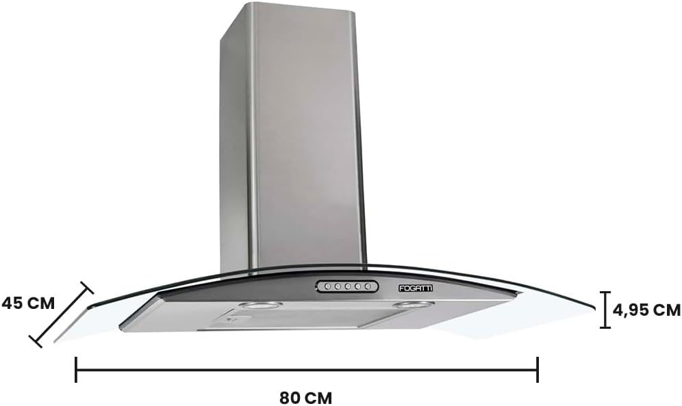 COIFA DE PAREDE Fogatti VIDRO CURVO DUTO SLIM INOX 80CM 220V