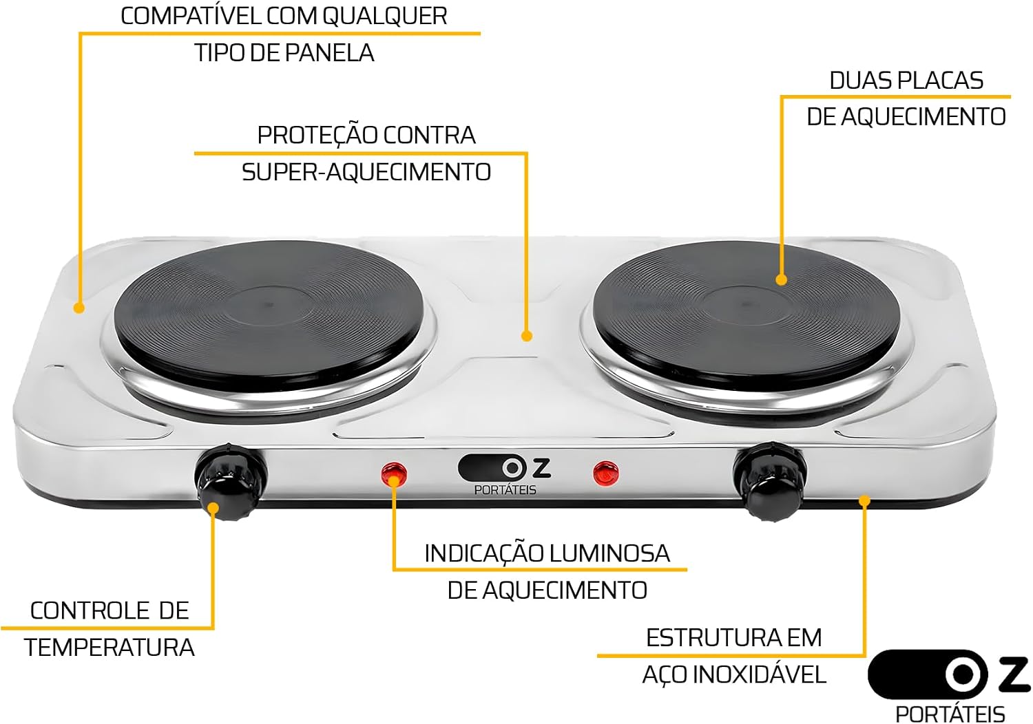 Fogão Elétrico 2 Bocas Cooktop - FE2000_127V