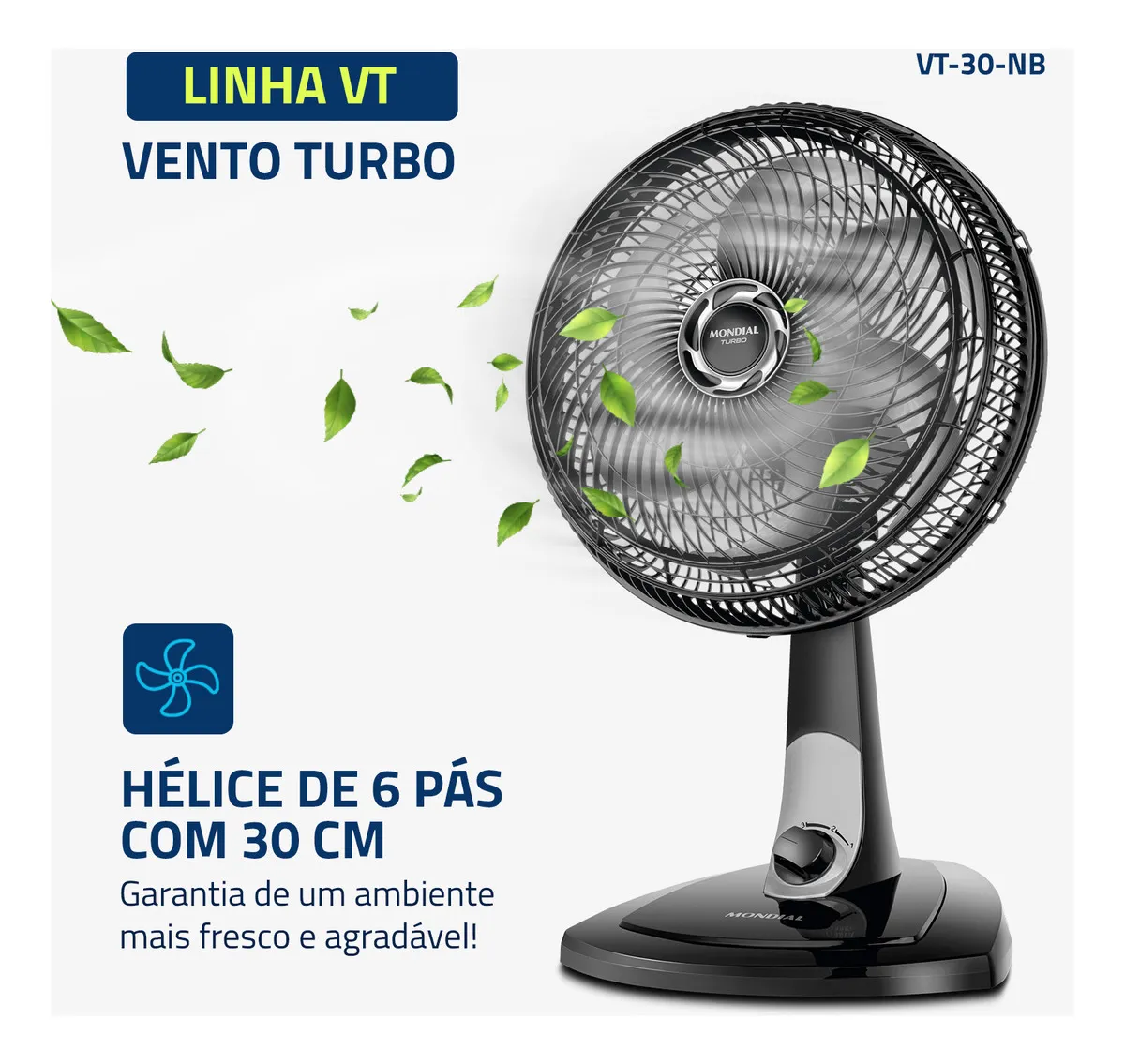 Ventilador de Mesa 30cm Turbo, Mondial, 60W - Bivolt 110V/220V