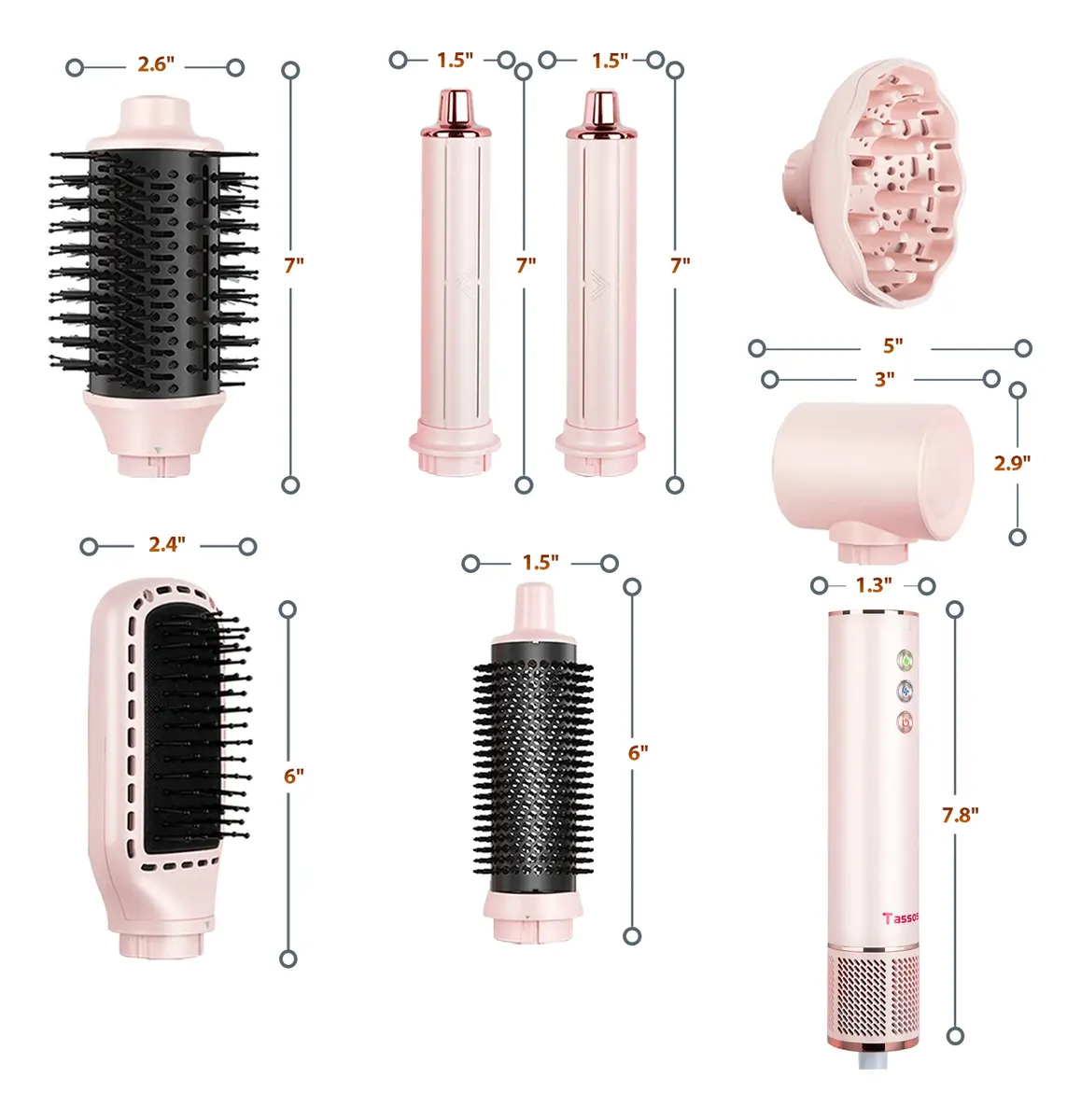 Secador De Cabelos Multifuncional 8 Em 1 110v/220v Rosa