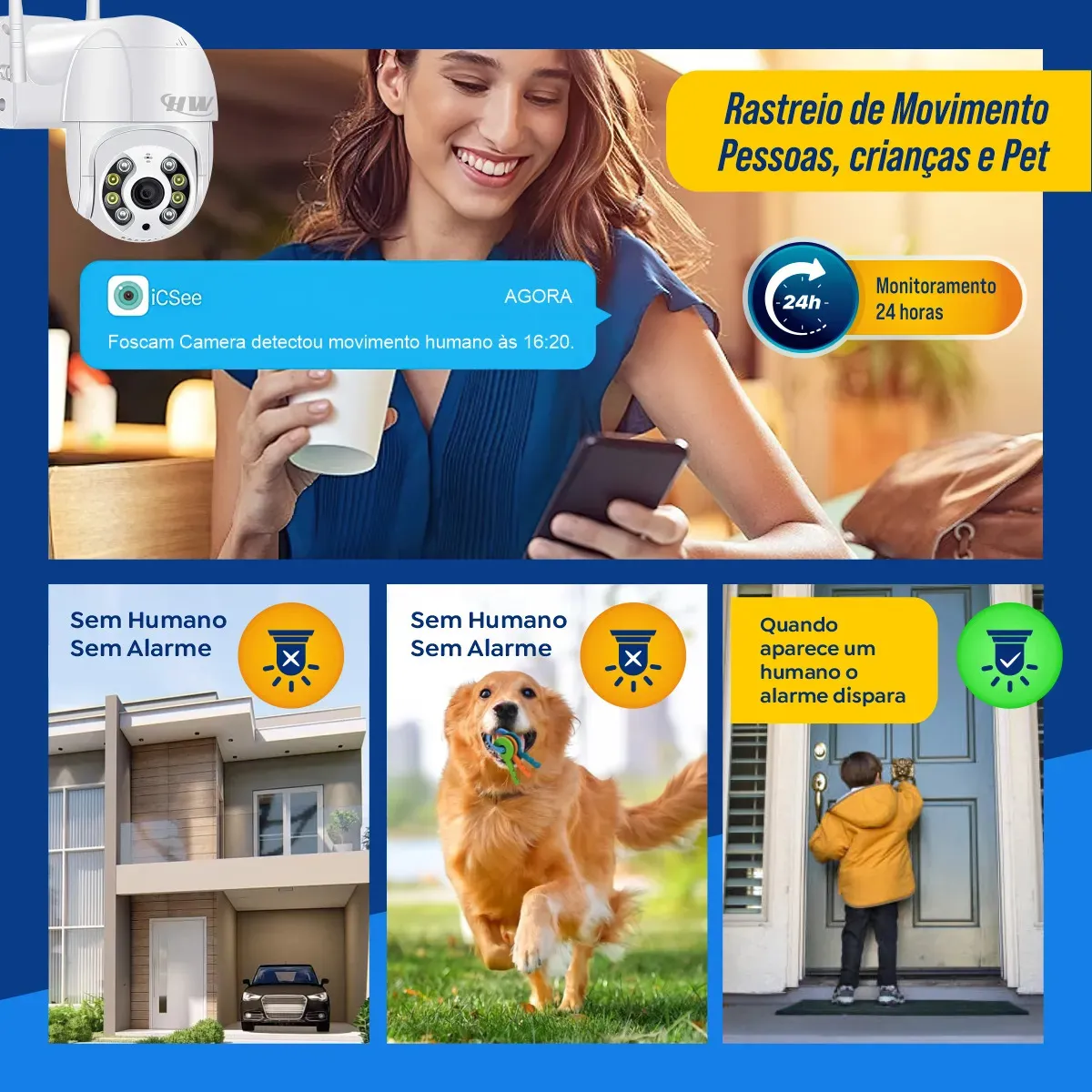 Kit 2 Câmera Segurança Ip Interna Externa Wifi - Bivolt 110V/220V