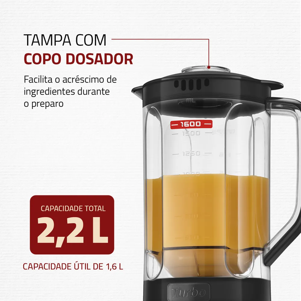 Liquidificador Pratic Turbo III, Mondial, 550W - L-93-BG - Bivolt 110V/220V