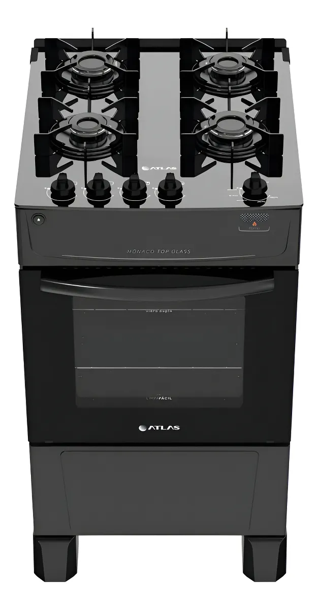 Fogão 4 Bocas Atlas Mônaco Top Glass com Mesa de Vidro - Bivolt 110V/220V