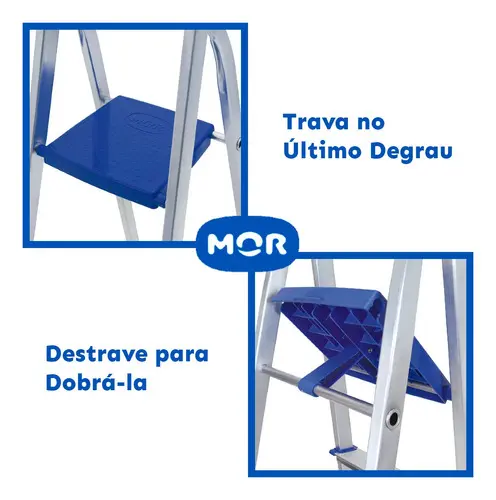 Escada Doméstica Em Aluminio 5 Degraus Real