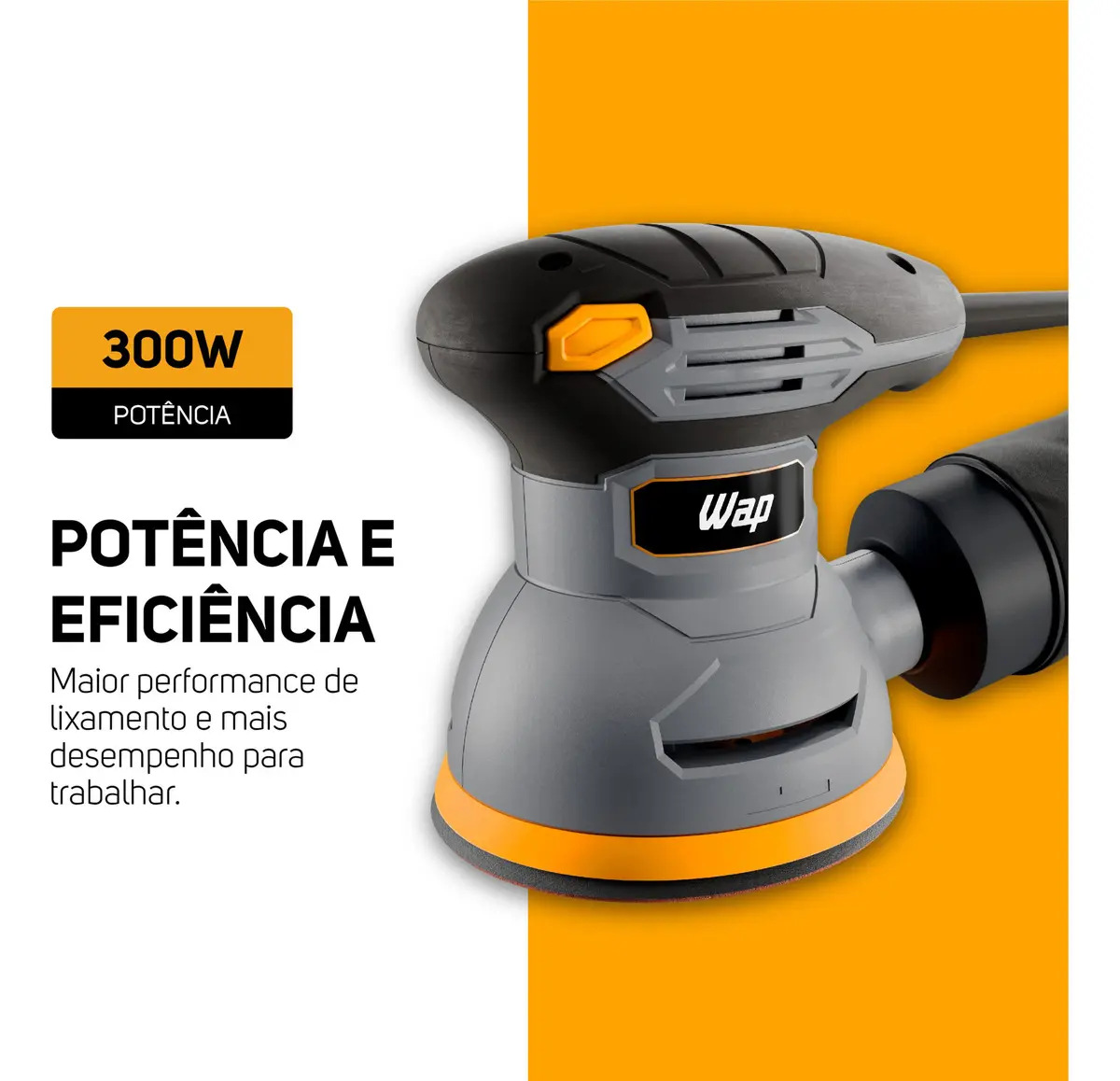 Lixadeira Elétrica Roto Orbital WAP WF LR01 12.000 RPM Encaixe de Lixa em Velcro