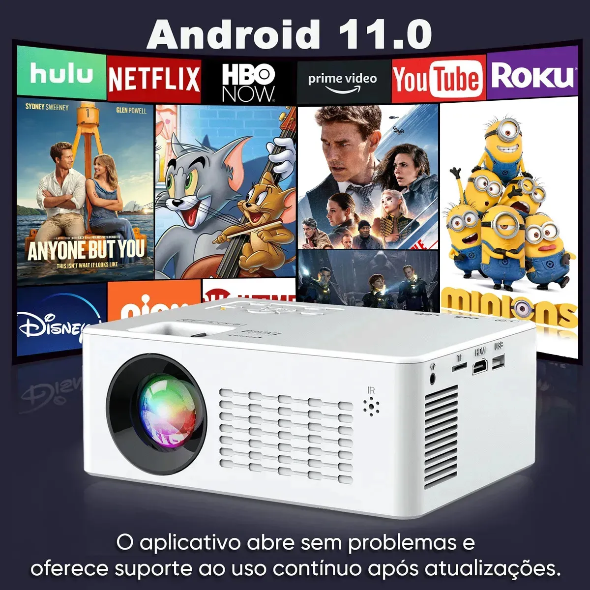 Projetor Profissional Android 4k Portátil 5g Wifi Full Hd