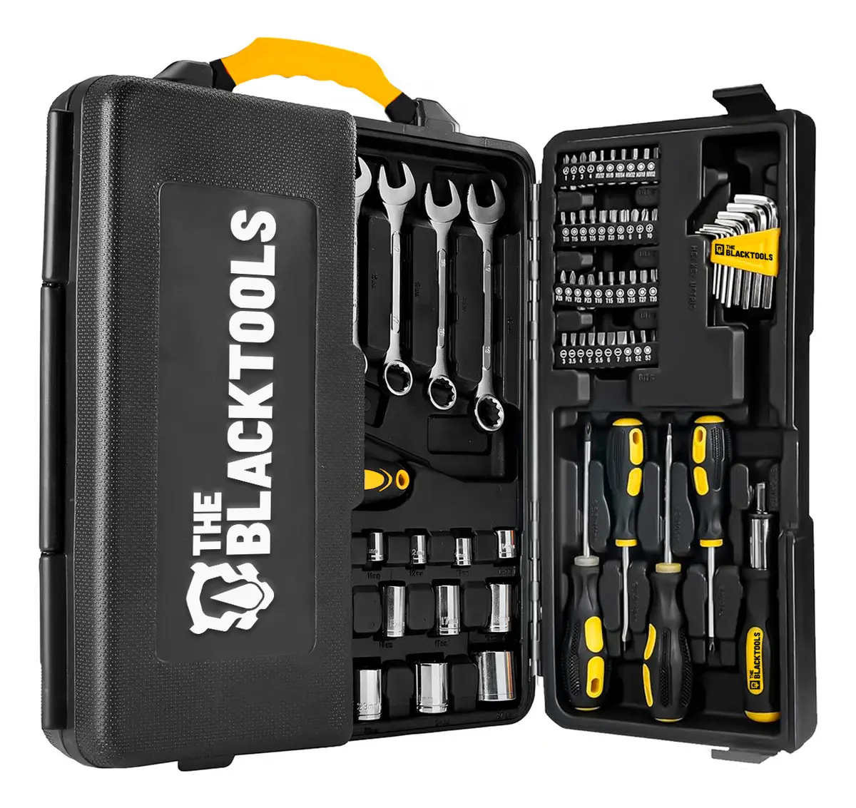 Caixa Jogo De Ferramentas 110 Peças Aço Cromo Vanádio Completo Maleta Para Mecânico Profissional Ttk110 The Black Tools