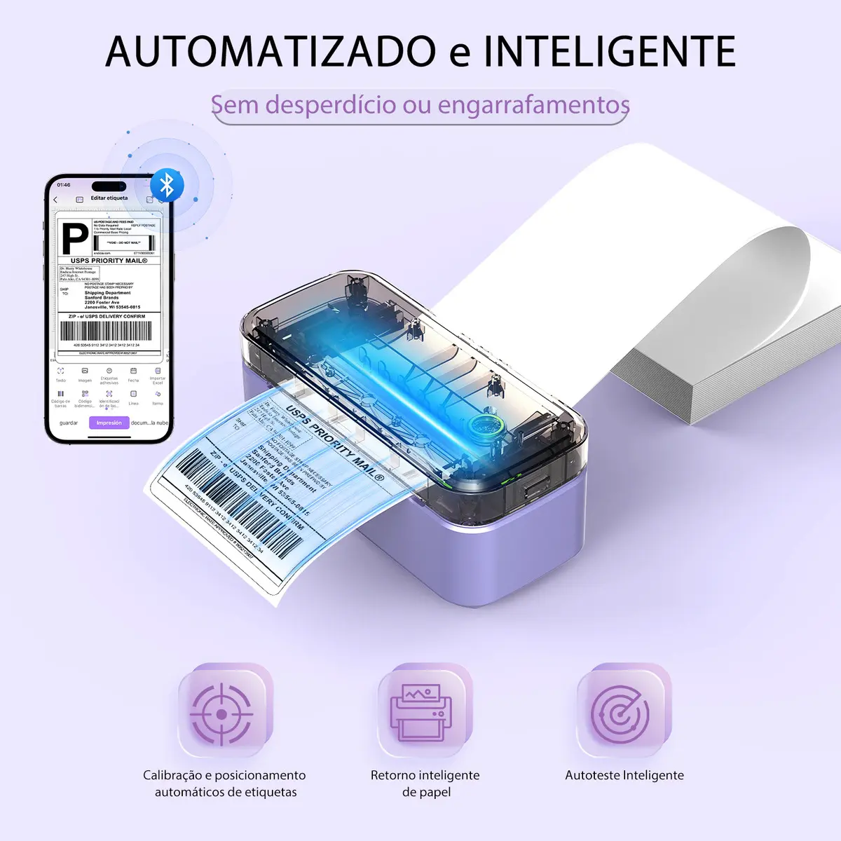 Impressora de Etiquetas Ablemark BR-L100 Monocromática Portátil com Bluetooth e USB