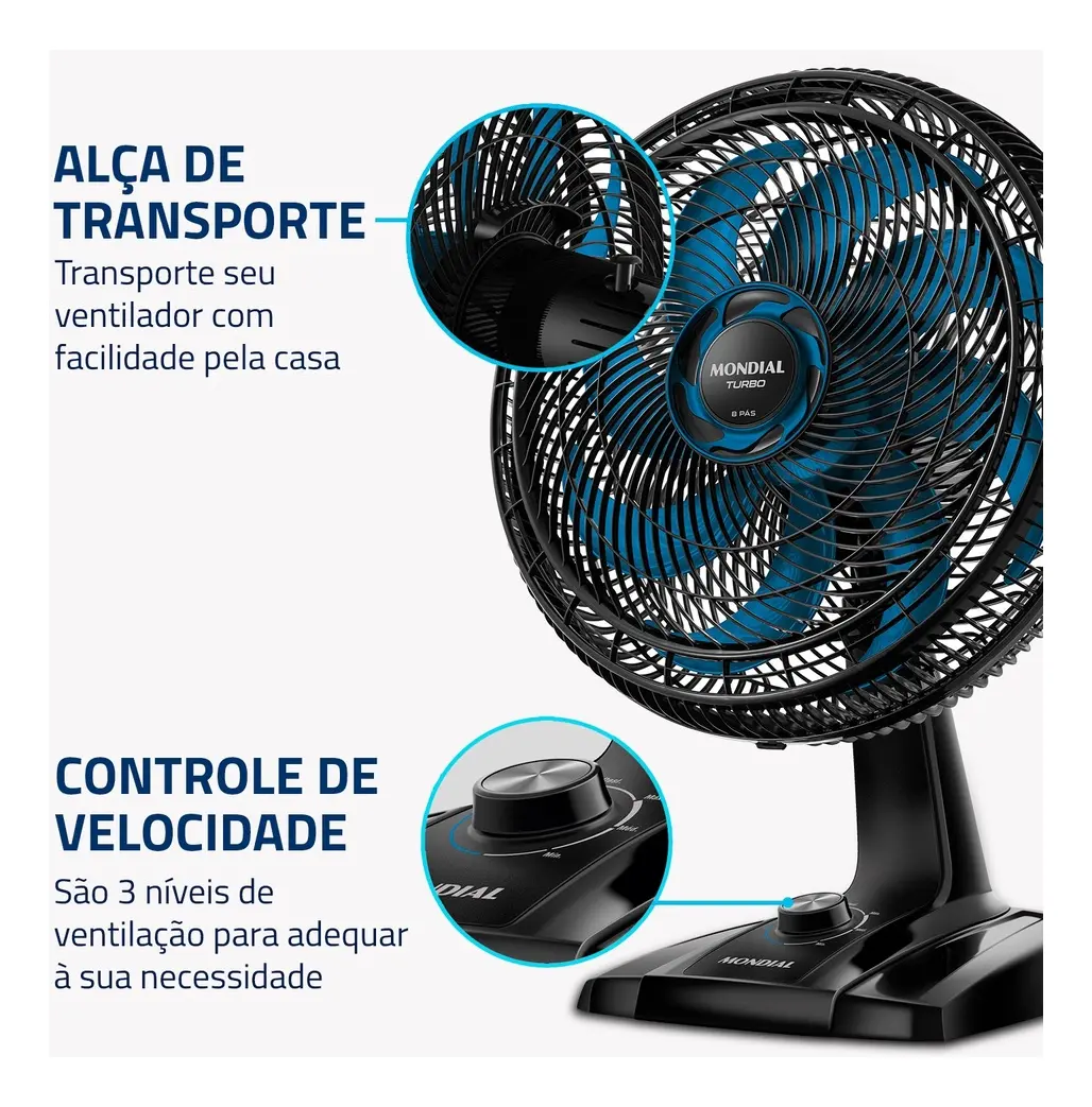 Ventilador De Mesa 40cm Turbo  MONDIAL 127/220V