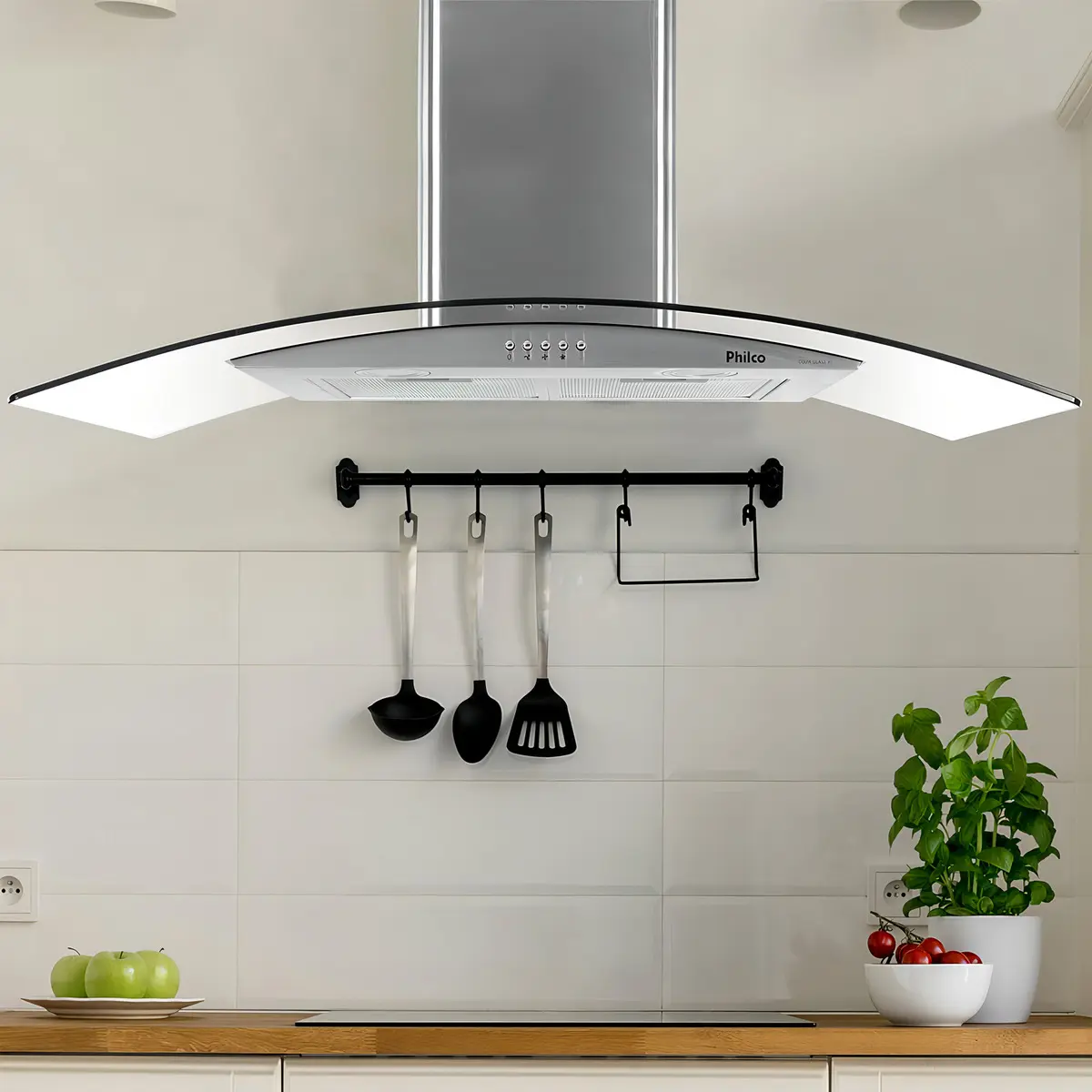 Exaustor Depurador de Cozinha Philco Glass PCO90G aço inoxidável de parede 90cm x 35.3cm x 50cm prateado - Bivolt 110V/220V