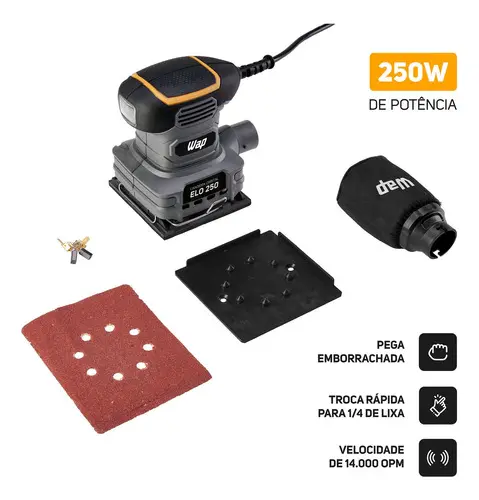 Lixadeira Orbital ELO 250 FW008918 Cinza, Amarelo e Preto Wap 127V