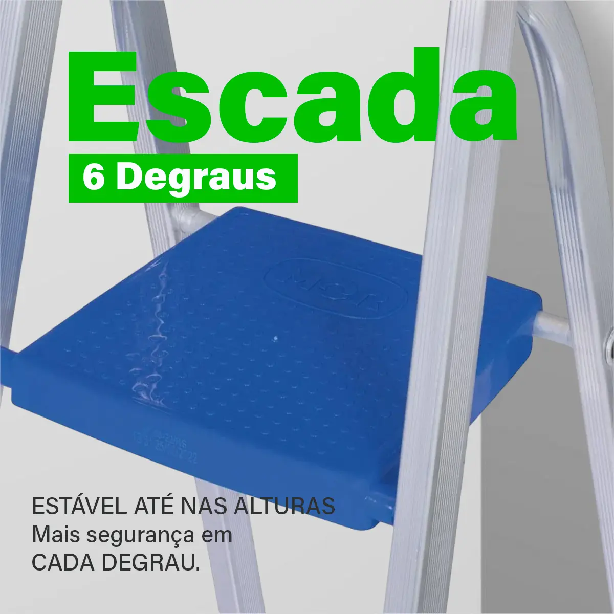 Escada De Alumínio 6 Degraus Dobrável Leve Prateada Azul
