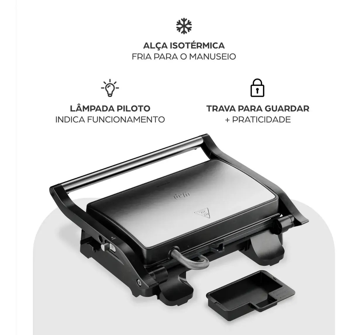 Sanduicheira Grill Elétrica Inox Wap 2 Em 1 180° 1000w Antiaderente Ws1000 Sanduiche Misteira Chapa Lisa Multiuso