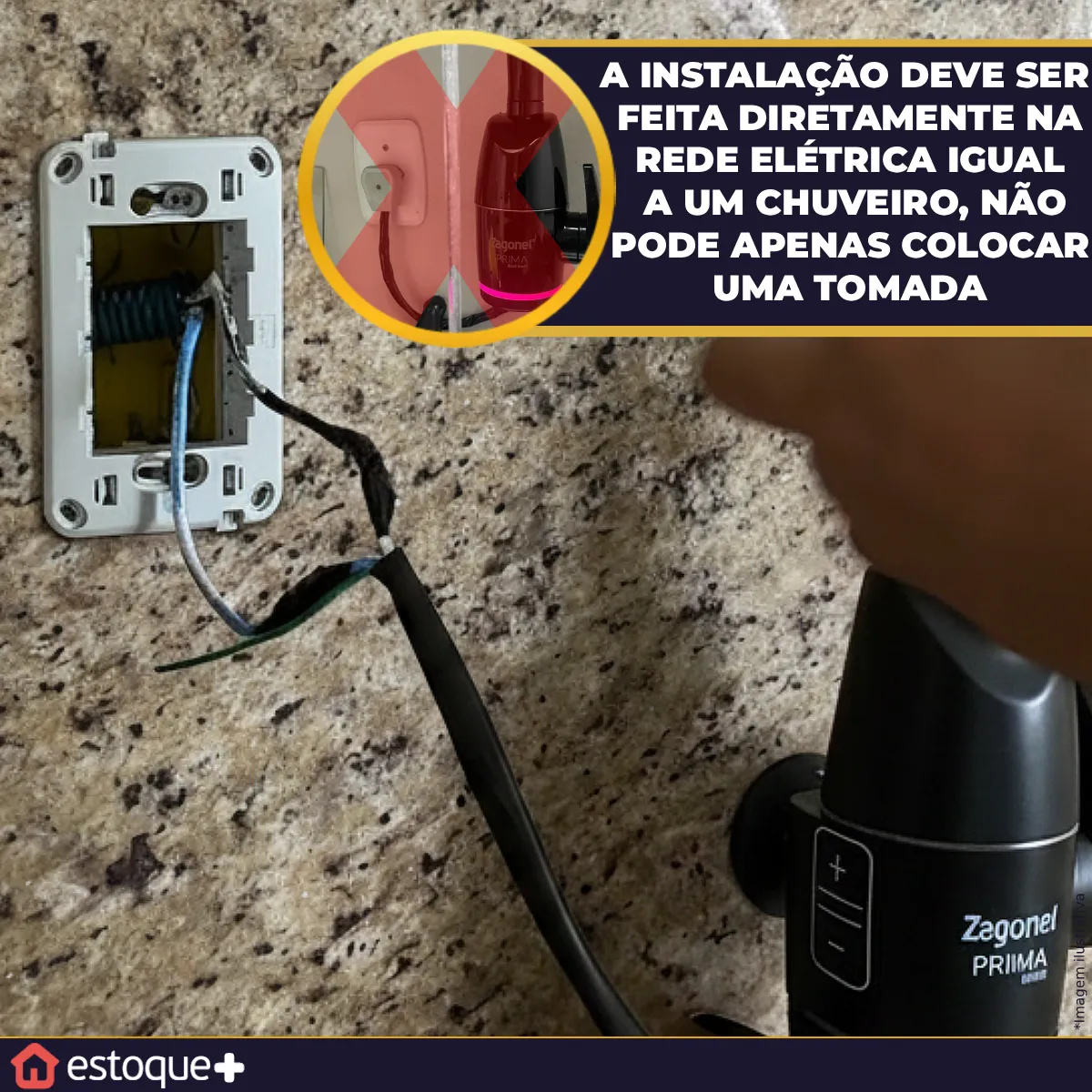 Torneira Elétrica Zagonel Prima Touch Parede E Bancada Preta